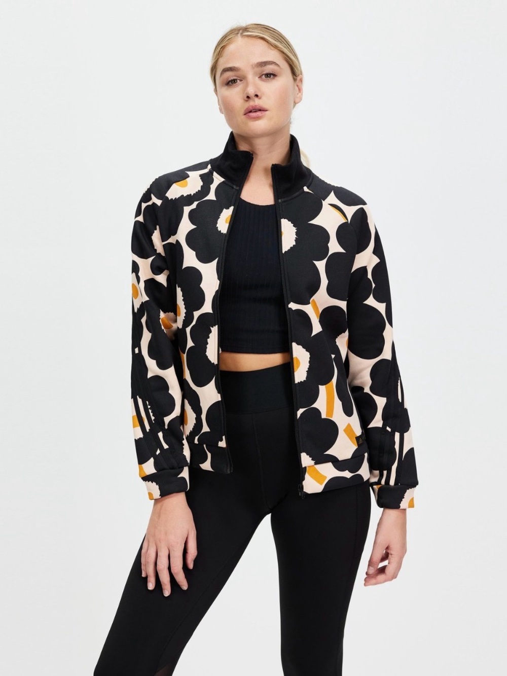 adidas x Marimekko Floral Track Jacket XS Black Cream